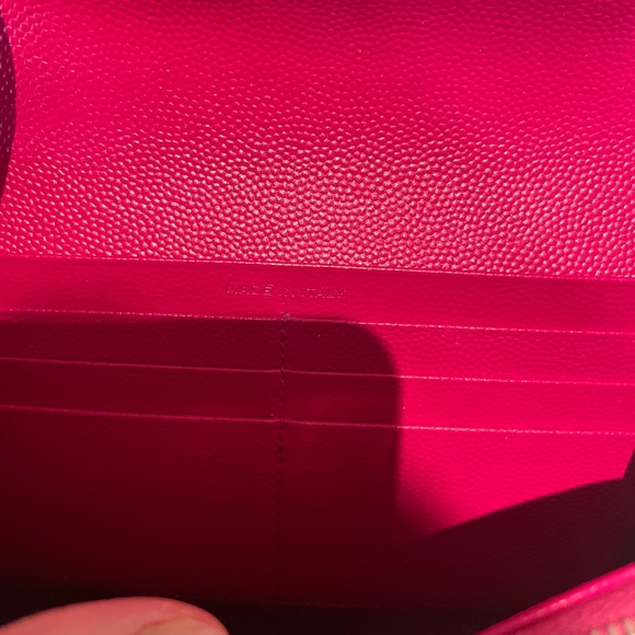 ❌SOLD❌AUTHENTIC YSL Saint Laurent Leather Wallet on Chain WOC Hot Pink Crossbody - Picture 6 of 9